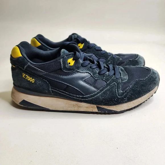 Diadora V7000 Slam Jam Sneakers Shoes Navy Blue Yellow Size 12 - Picture 1 of 10
